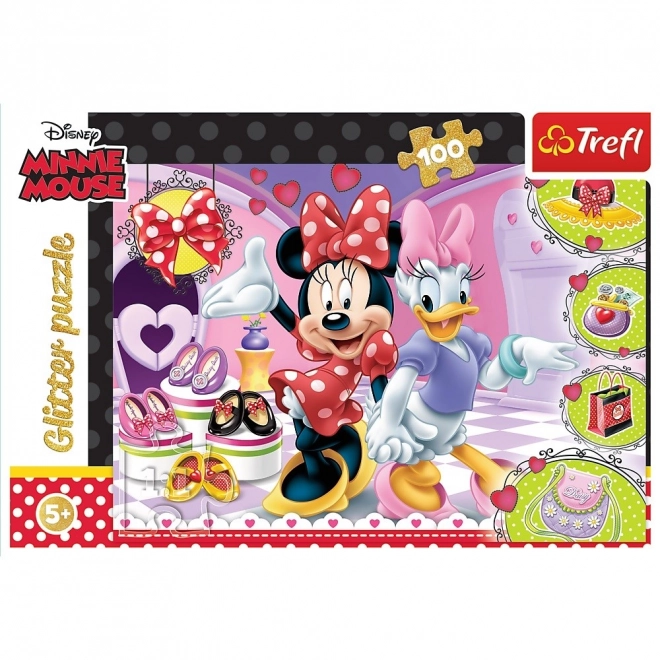 Puzzel 100 stukjes Minnie en Glitter