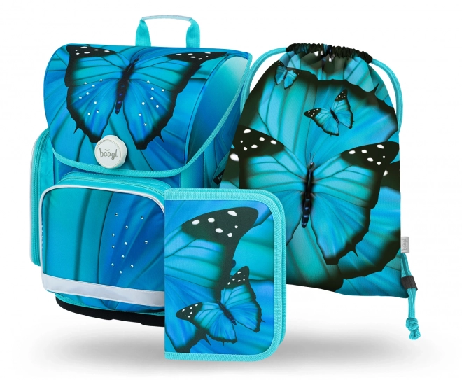 BAAGL SET 3 Ergo Butterfly: schooltas, etui, tasje