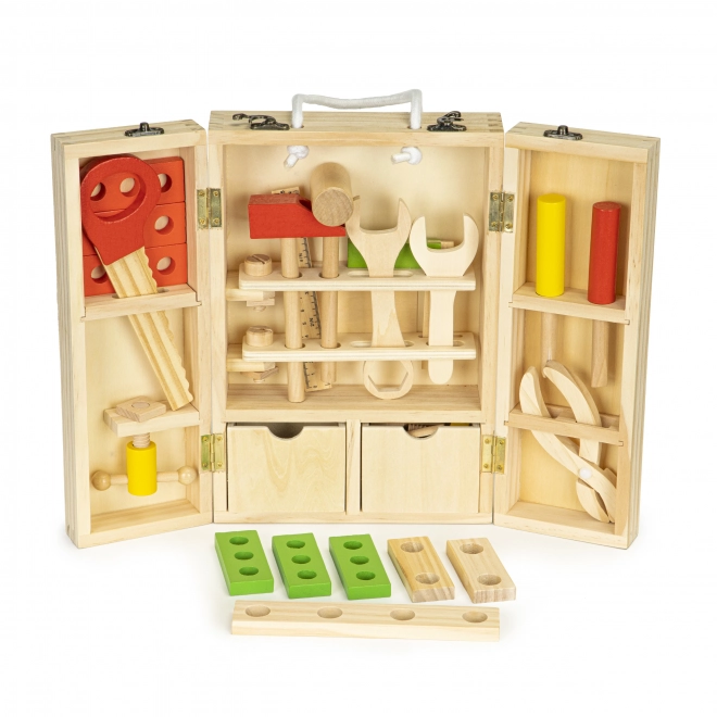 Houten gereedschap in werkplaatsbox, set XXL ECOTOYS