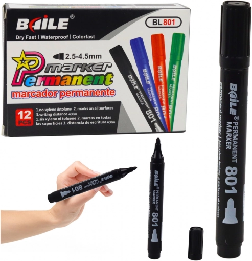 Permanente watervaste marker zwart 2,5–4,5 mm