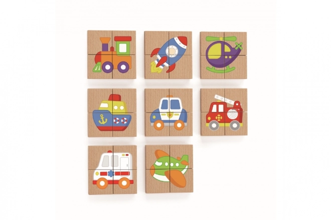 Houten magnetische puzzel - vervoermiddelen