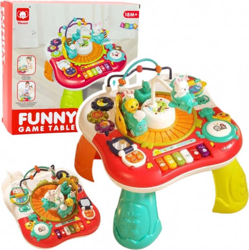 Interactieve educatieve tafel 2-in-1 met muziekpaneel en piano, rood