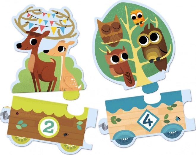 DJECO Puzzel Trein met Dieren en Nummers 20 Stukken