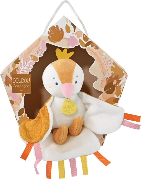 Doudou cadeau­set – muzikaal pluche vogeltje 23 cm – geel