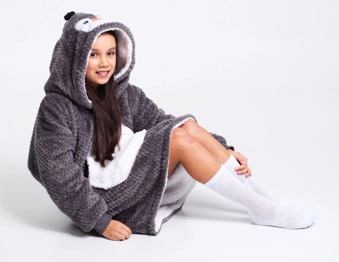 Cozy Noxxiez CH323 Pinguïn - verwarmde TV-hoodiedeken met capuchon voor kinderen van 7 - 12 jaar