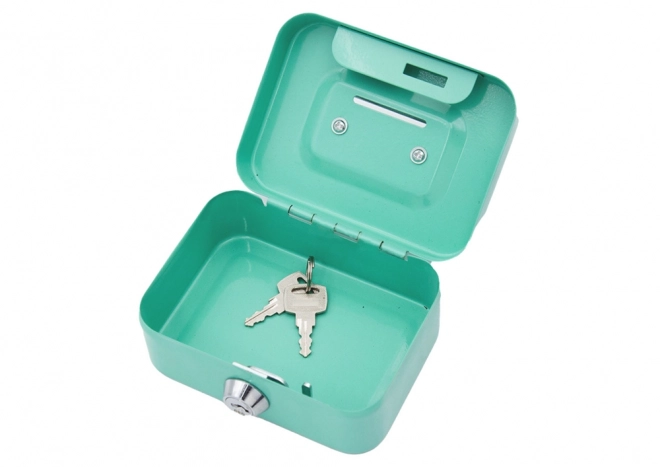 Afsluitbaar metalen kistje met twee sleutels - turquoise