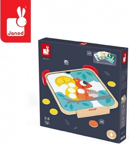 Magnetische houten puzzel met bord Ik leer kleuren JANOD