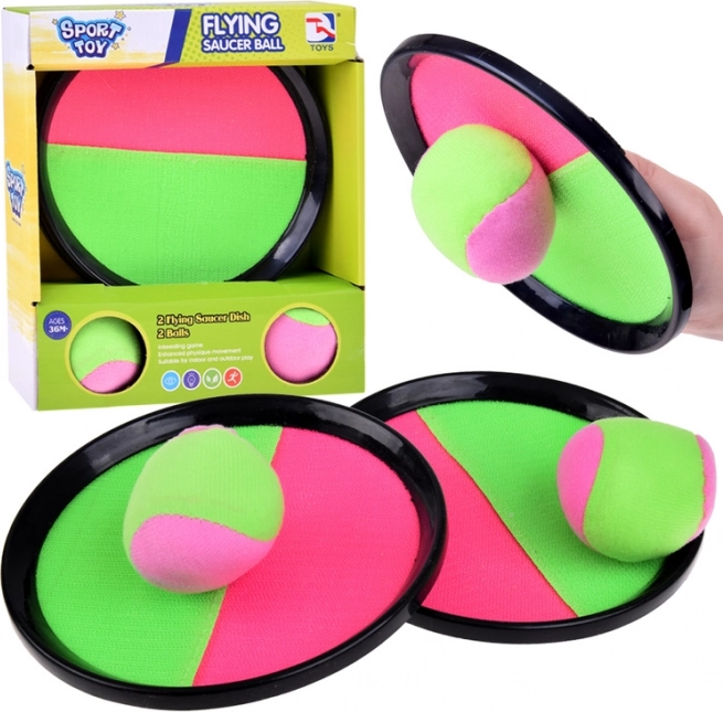 Vang-en-gooi set met klittenband – 2 bats en 2 ballen voor buitenspeelplezier