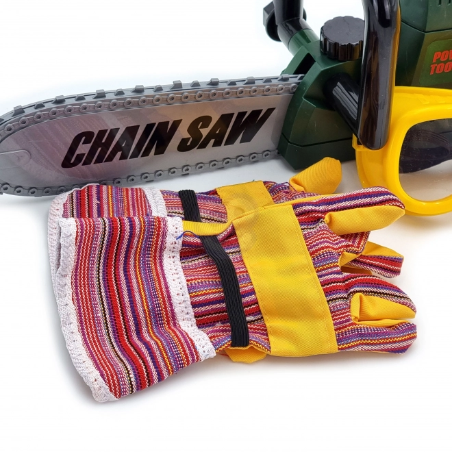 Grote set zaag, helm, bril en handschoenen Woopie