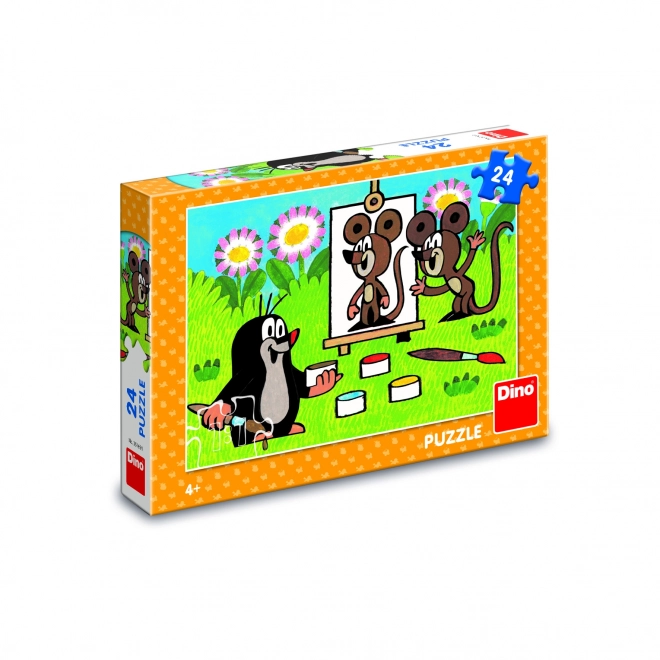 Puzzel Krtek als schilder 26x18cm 24 stuks in doos 27x19x4cm