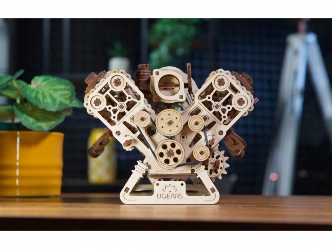 Ugears 3D houten puzzel motor V8