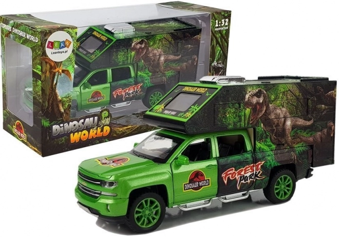 Kampeerauto met dinosaurussen groen