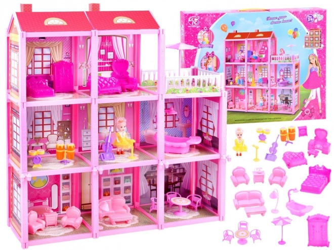Groot huis + pop en meubels Villa voor poppen ZA3075