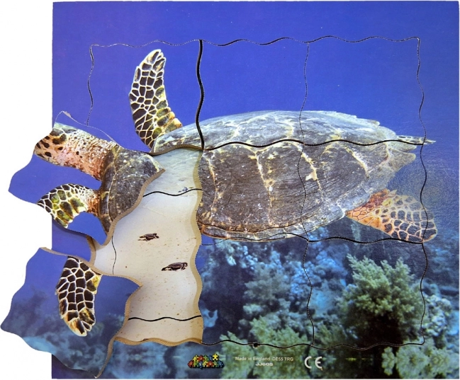 Houten gelaagde puzzel schildpad - 19 stukken