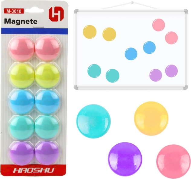 Set gekleurde magneetjes 10 stuks 3 cm