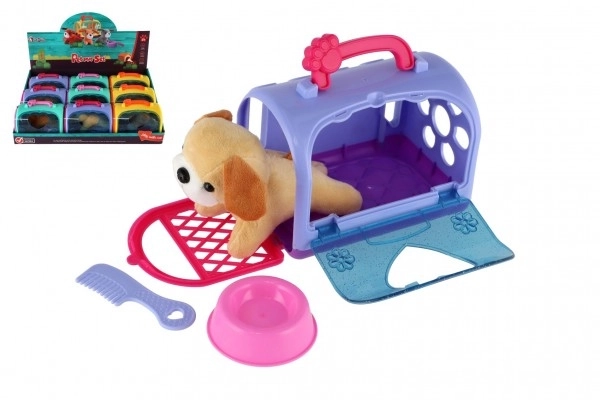 Transportbox met pluchen hondje