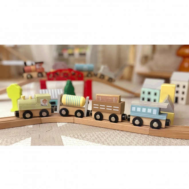 Tooky Toy houten magnetische treinwagons