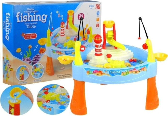 water speeltafel met vissen en lichteffecten, 25 stukken
