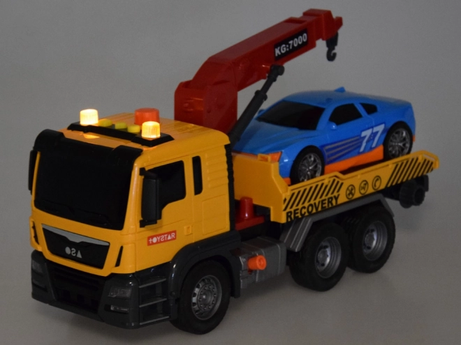 Speelgoedauto met bergingsvoertuig met licht en geluid SUPER beweegbare HDS-kraan
