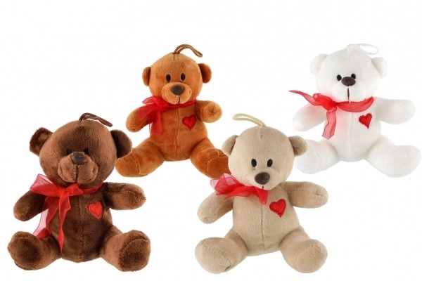Pluche teddybeer met strik en hart 12 cm