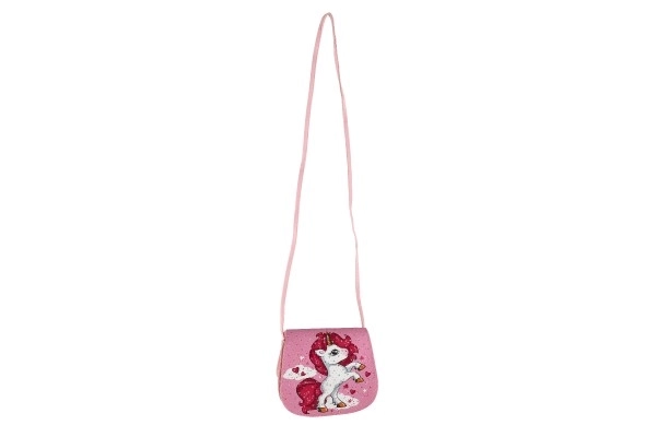 Handtas/Unicorn Tas met steentjes plastic 4 kleuren in zak 17x15x3cm