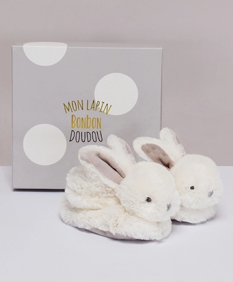 Doudou set schoentjes met rammelaars Konijntje beige