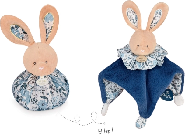 Knuffeldoekje konijntje 3-in-1 blauw