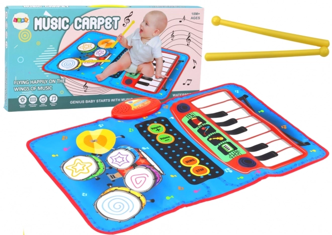 Interactieve muzikale mat 2in1 drumstel en piano met stokjes