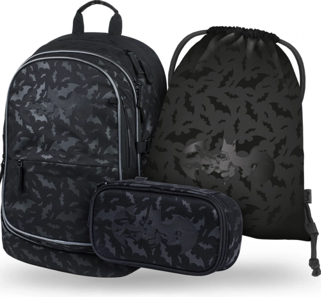 Baagl schoolsset 3 stuks BATMAN zwart – rugzak, etui en gymzak