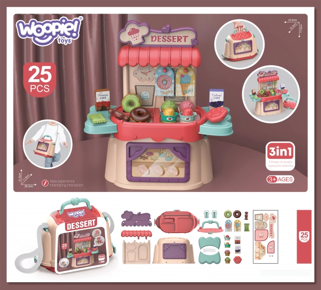Woopie banketbakkerij en ijssalon 3-in-1 draagbare set 25 delen