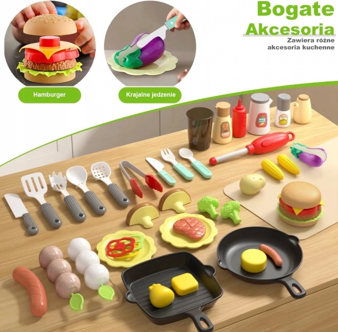 Woopie Kinder Tuingrill interactief met LED en stomeffect, set XL 41 stuks