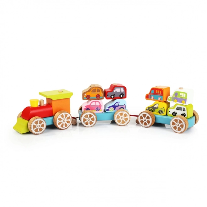 CUBIKA 13999 Trein met auto's - houten puzzel 14 stukken