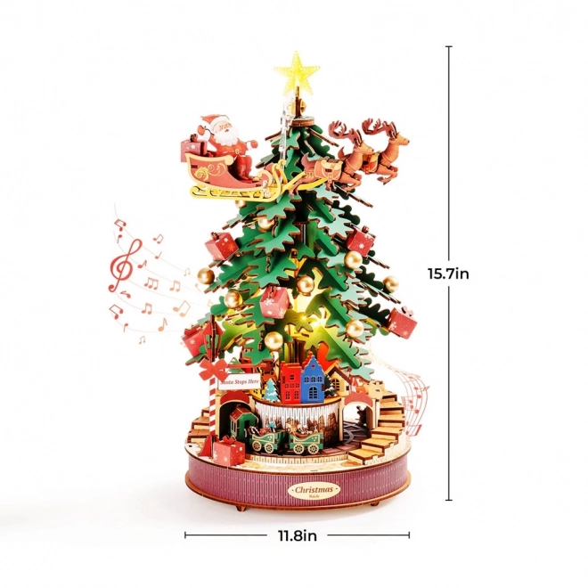 RoboTime 3D houten puzzel muziekdoos Kerstboom