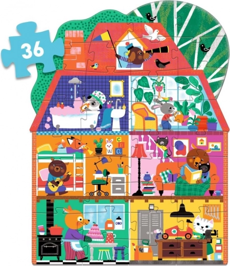 Vloerpuzzel met huiscontour 36 stukjes