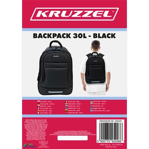 Rugzak 30L - zwarte Kruzzel 24525