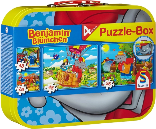Schmidt puzzel Benjamin Blümchen 4-in-1 in metalen koffertje