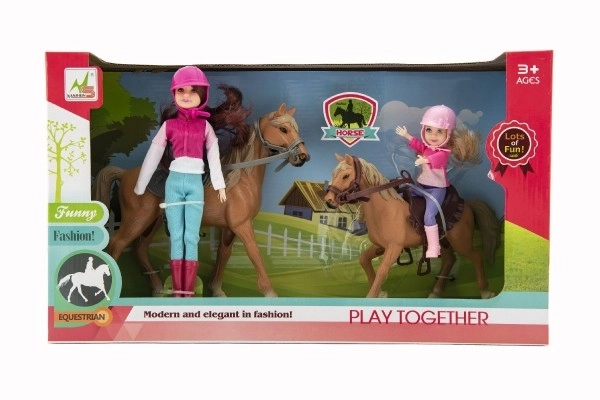Paard 2st + pop Jockey 2st plastic in doos 44x26x12cm