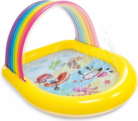 Opblaasbaar kinderzwembad met overkapping VESSEL INTEX Vrolijke Regenboog