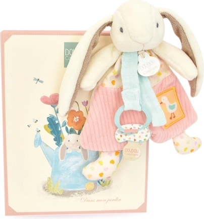 Cadeauset pluchen knuffelkonijn Ciboulette met fopspeenclip