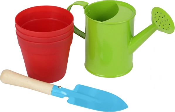 small foot kindertuinset met gieter, schep en bloempotjes