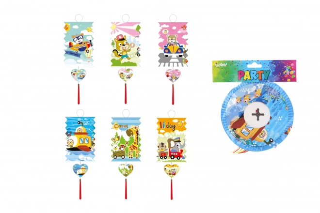 Lampion cilindervorm 16 cm kindermotief