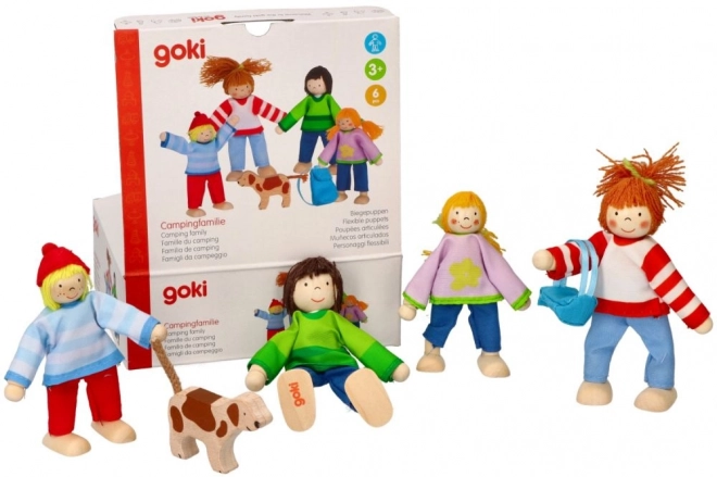 GOKI houten poppen voor het poppenhuis - Familie op vakantie
