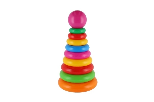 Stapelspel piramide met plastic ringen 28cm ass. 2 soorten in net 12m+