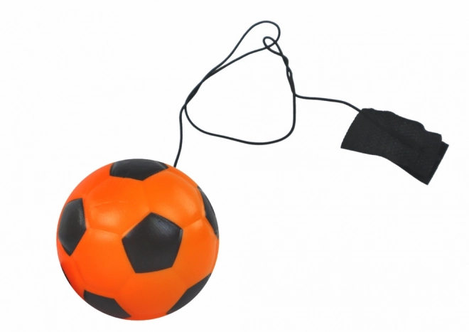 Voetbalballetje met elastiek (jojo) 6 cm, oranje