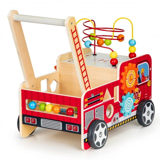 Houten educatieve loopwagen met blokken - Brandweerauto ECOTOYS