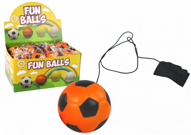 Voetbalballetje met elastiek (jojo) 6 cm, oranje