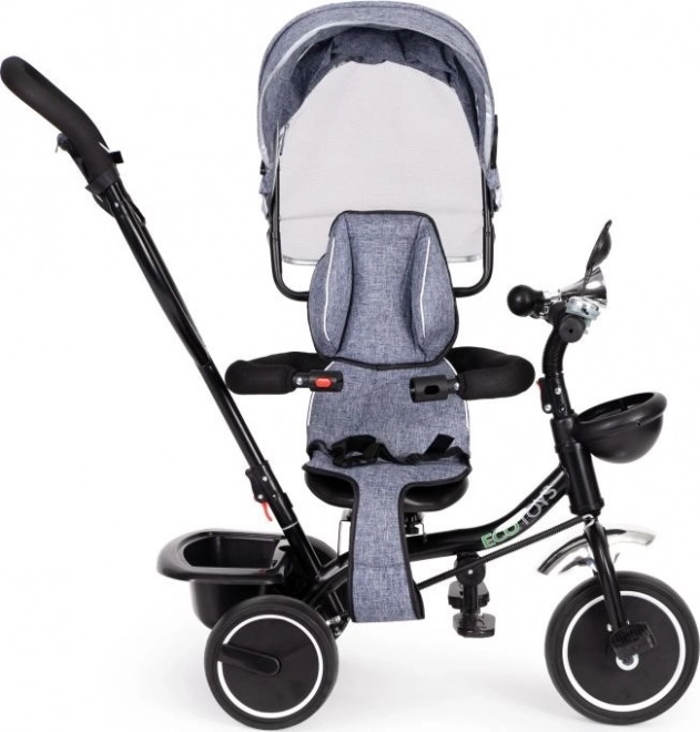 ECOTOYS Driewieler met dak en duwstang grijs