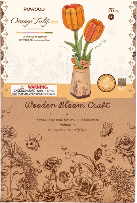 Robotime Rowood 3D houten puzzel oranje tulpen