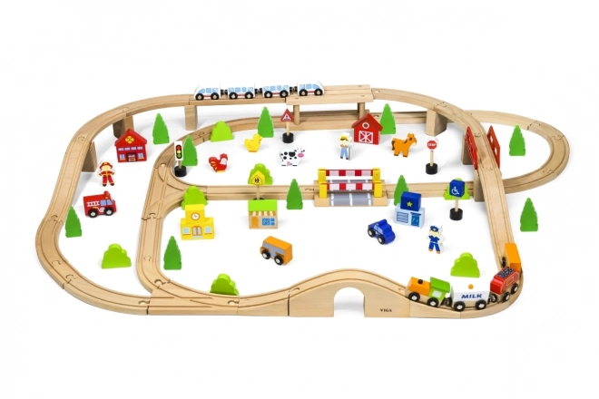 Viga Houten Treinbaan 90 stuks