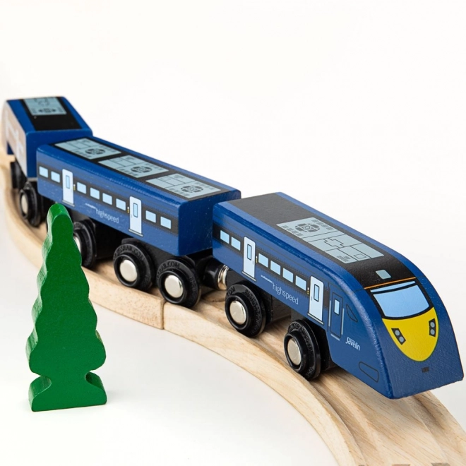 Hogesnelheidstrein houten blauw Bigjigs Rail